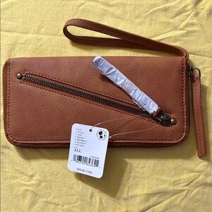 Free People Tan Faux Leather Wristlet